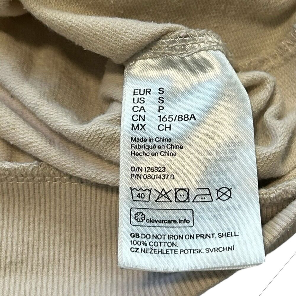 H&M Ariana Grande 7 Rings Graphic Pullover Sweatshirt Beige Tan Small Crewneck - Picture 10 of 10